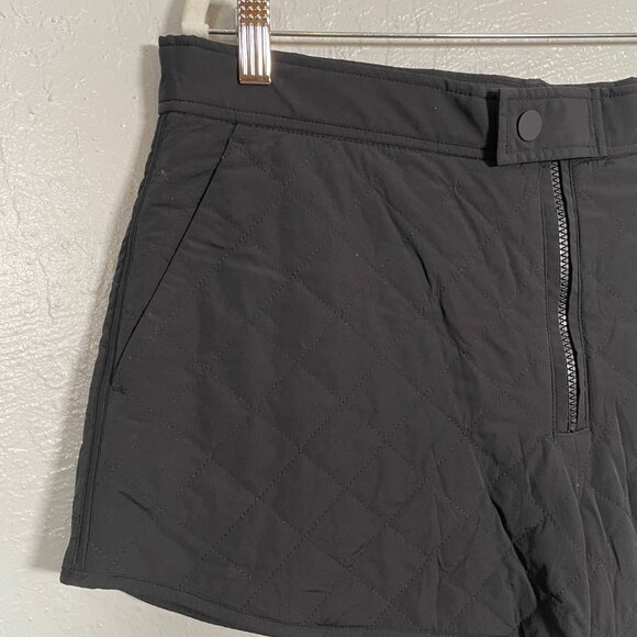 Athleta Women 14 Black Toasty Buns Insulated Shorts Pockets Puffer Quilted - Picture 2 of 7